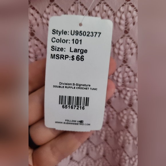 (L) Suzanne Betro Pink Multi Layer Tunic keyhole closure - Picture 4 of 9